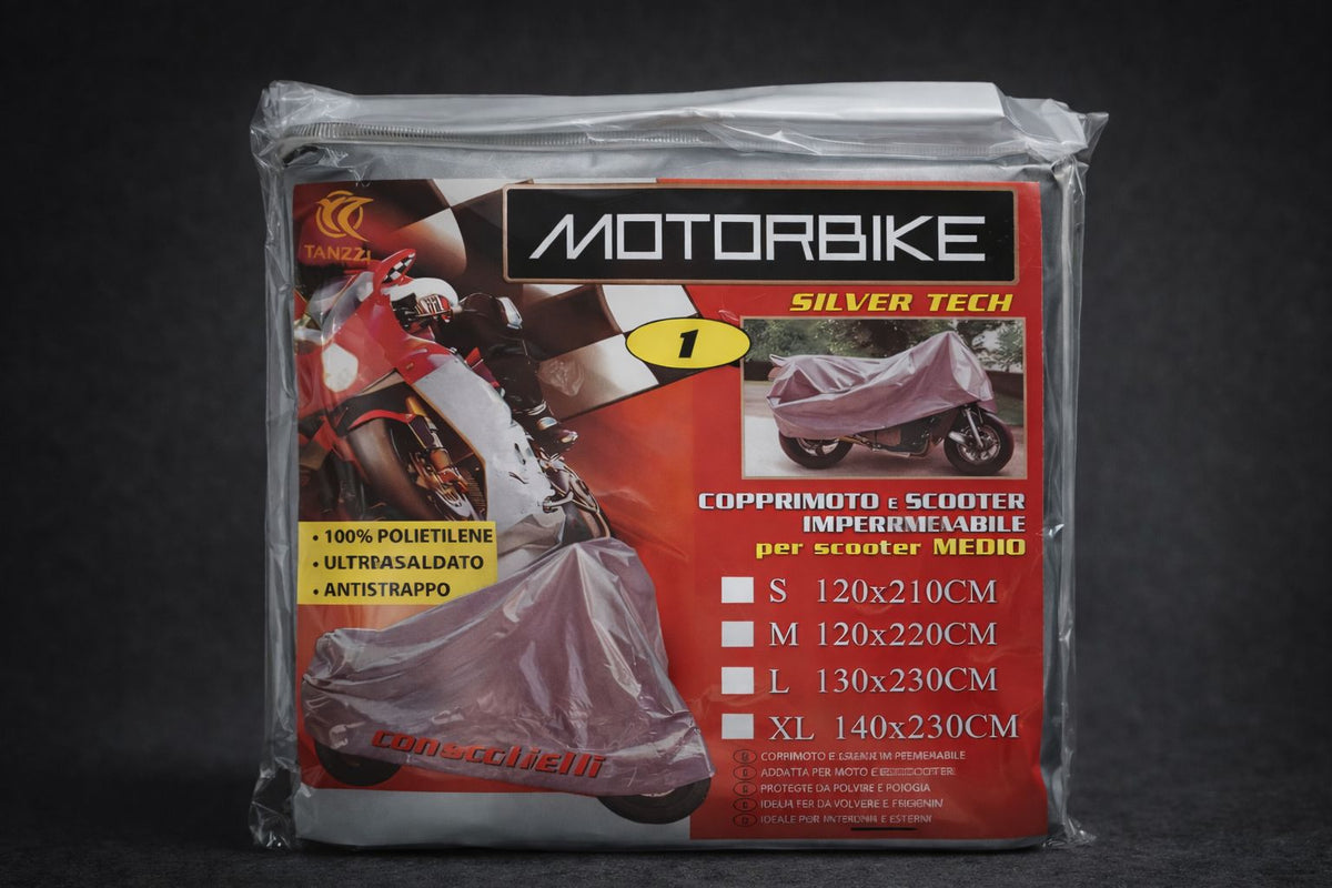 Funda impermeable Silver Tech para moto, empaque del producto