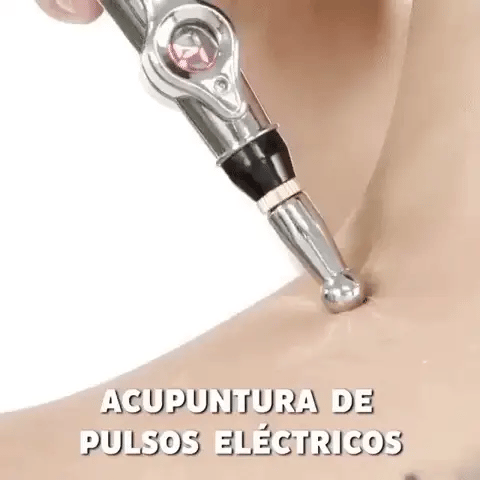 Lápiz de acupuntura electrónico DEEYEO en uso, aplicación de puntos de acupuntura