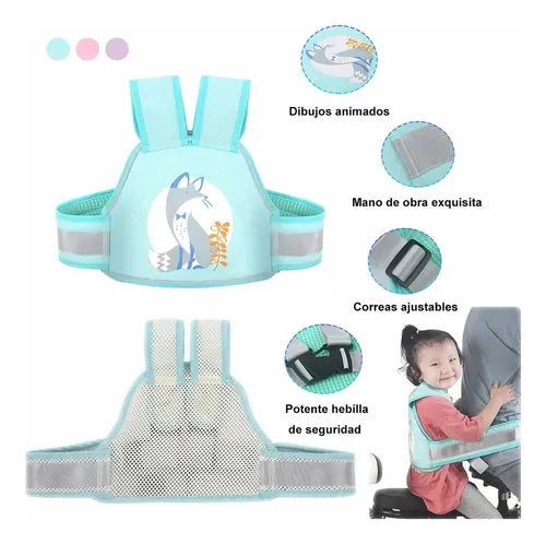 Cinturón de seguridad para niño en moto - detalle de uso
