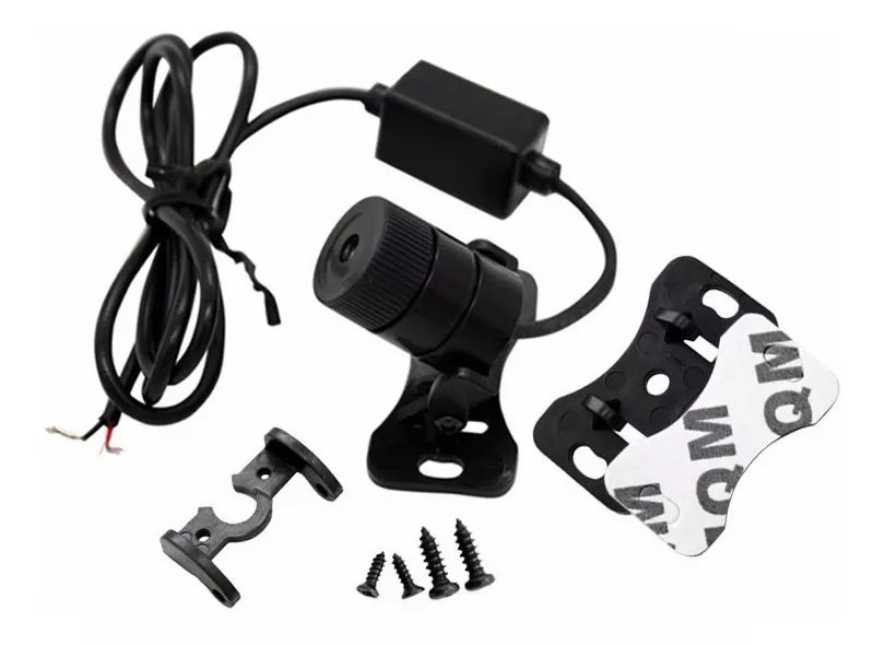 Luz láser anticolisión LED instalada en moto, vista trasera