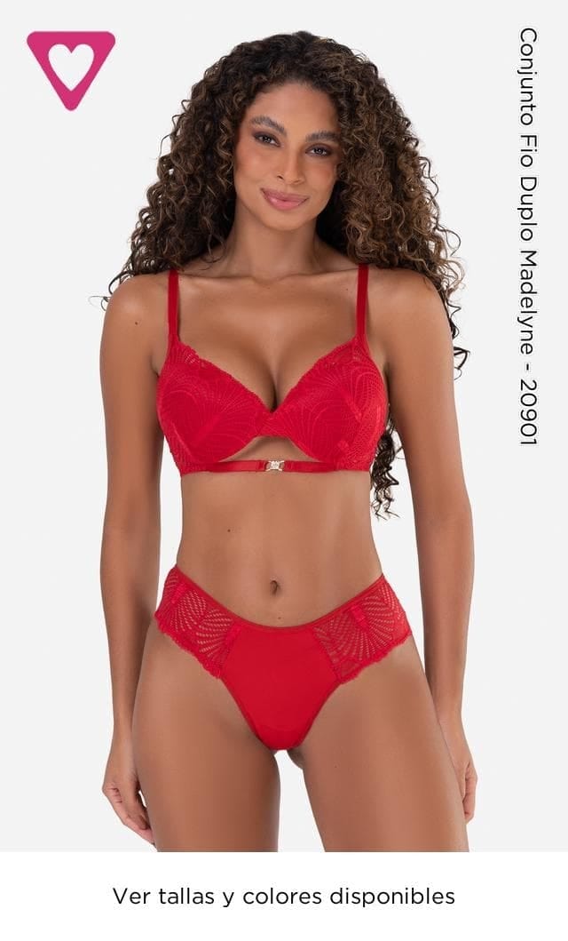 Conjunto lencería fio duplo Madelyne encaje vista frontal