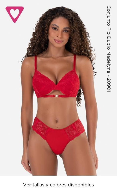 Conjunto lencería fio duplo Madelyne encaje vista frontal
